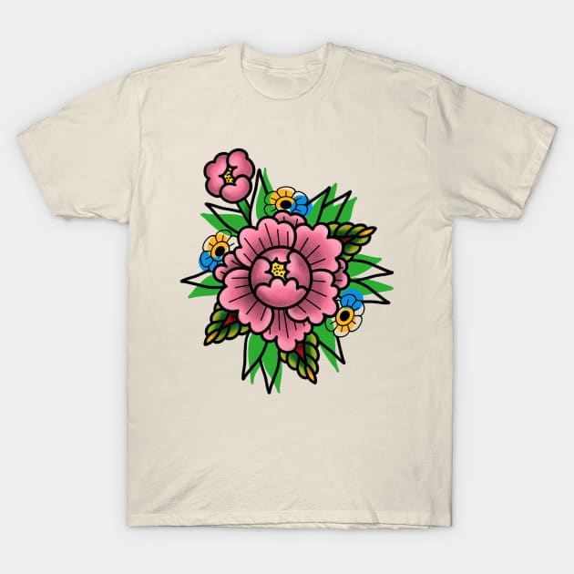 Peony Tattoo T-Shirt by Jahaziel Sandoval